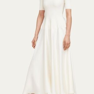 Simkhai Marionne Knit and Satin Midi Dress XS Cream